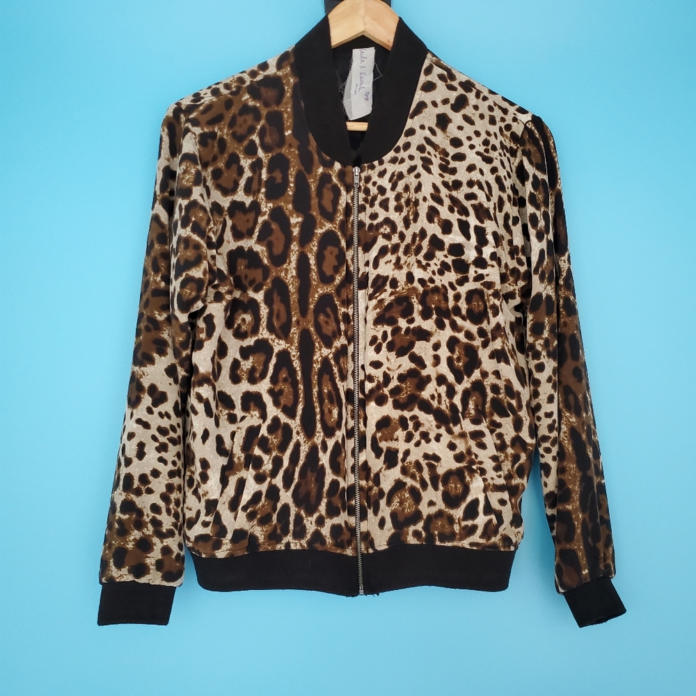 Laila & Savannah Jacket Size Small Lightweight Silk Cheetah Print